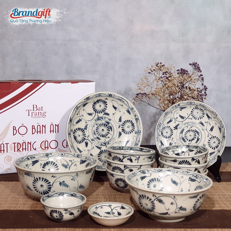 Bộ bát đĩa men rạn Bát Tràng