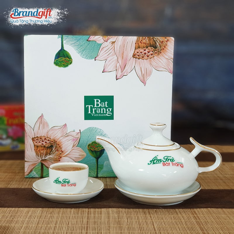 Bộ trà sứ trắng viền kim ATK-08