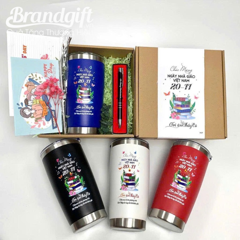 Quà Tặng Cốc Giữ Nhiệt Và Bút Ký Quà Tặng Ngày 20/11