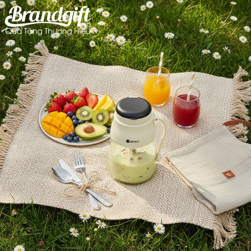 Máy xay sinh tố cầm tay Elmich quà tặng 1 lít 70W màu kem MXCT-03
