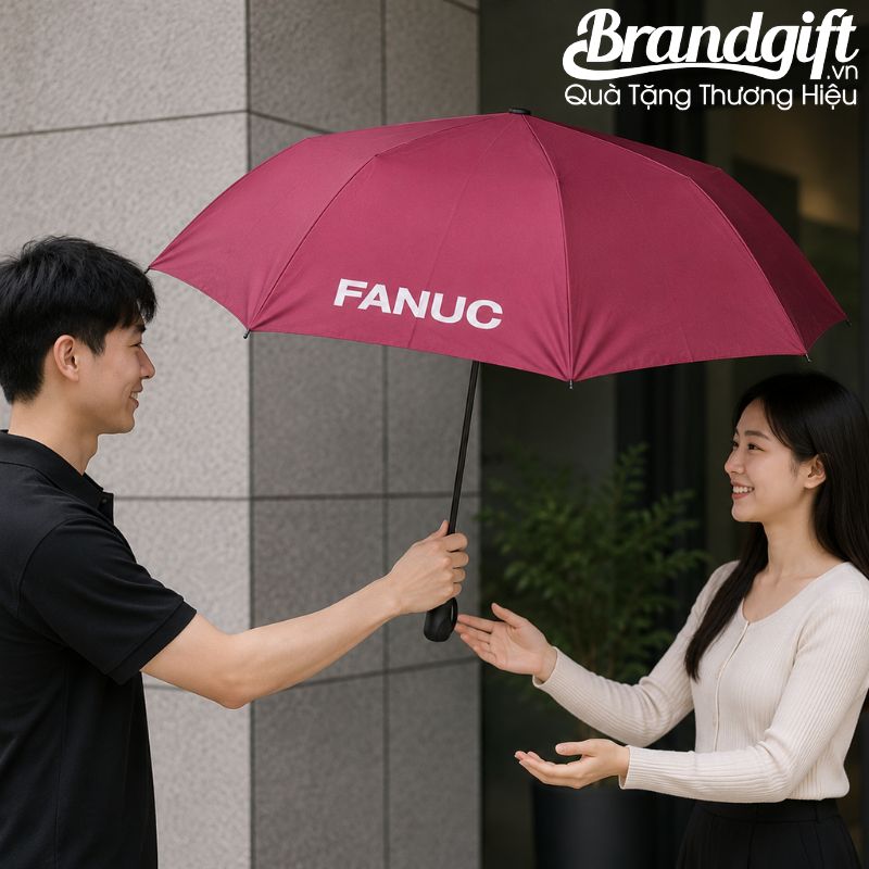 Ô dù cầm tay gấp hai 8 múi bán tự động in logo quà tặng