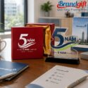 Biểu trưng pha lê số 5 quà tặng in logo