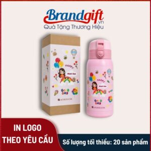 Bình giữ nhiệt in logo màu hồng