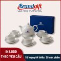 Bộ ấm chén in logo quà tặng dáng bưởi lửa