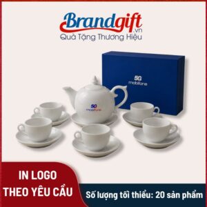Bộ ấm chén in logo quà tặng dáng bưởi lửa