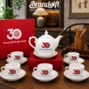 Bộ ấm chén in logo quà tặng dáng bưởi lửa lưu niệm