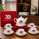 Bộ ấm chén in logo quà tặng dáng bưởi lửa lưu niệm