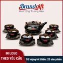 Bộ ấm chén men hỏa biến quà tặng họa tiết hoa nở trong lòng chén
