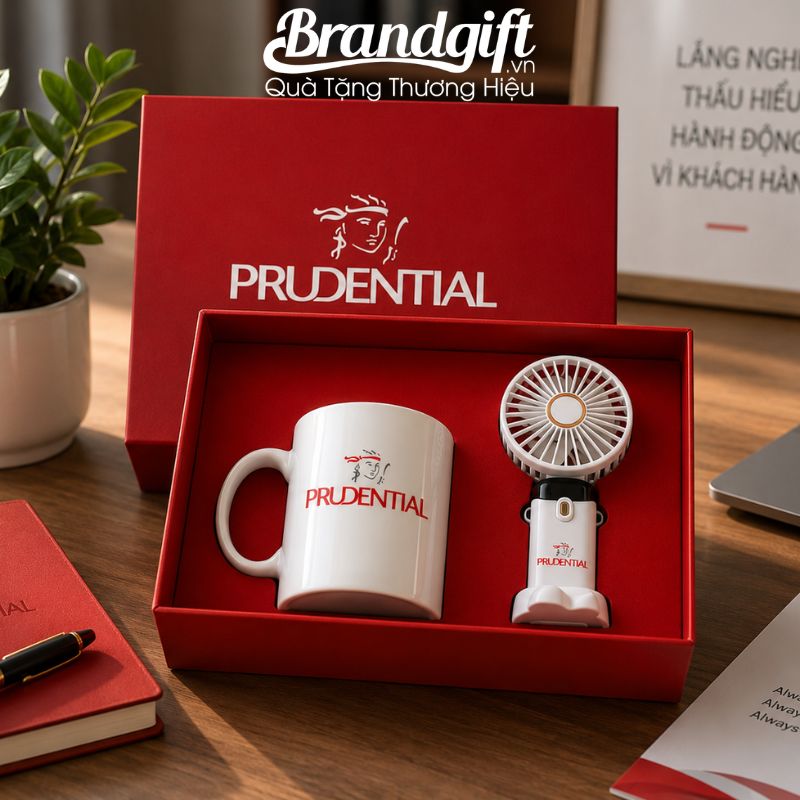 Bộ giftset quà tặng mùa hè cốc sứ Bát Tràng & quạt mini