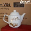 Bộ trà trắng vuông cao in logo quà tặng 650ml