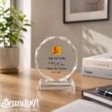 Kỷ niệm chương pha lê quà tặng bát giác đế pha lê trong suốt 14cm