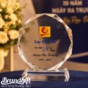 Kỷ niệm chương pha lê quà tặng bát giác đế pha lê trong suốt 14cm