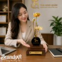 Liên hoa mạ vàng 24K in logo cao cấp