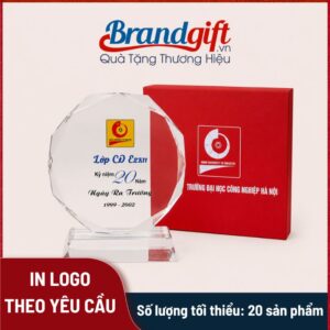 Kỷ niệm chương pha lê quà tặng bát giác đế pha lê trong suốt 14cm