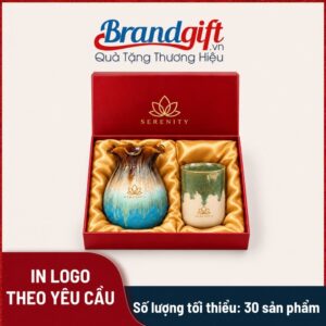 Set quà tặng lọ hoa và cốc sứ men hỏa biến