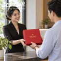 Bộ phin pha cà phê men kem họa tiết vẽ tay Bát Tràng