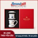 Bộ phin pha cà phê men kem họa tiết vẽ tay Bát Tràng