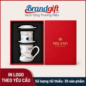 Bộ phin pha cà phê men kem họa tiết vẽ tay Bát Tràng