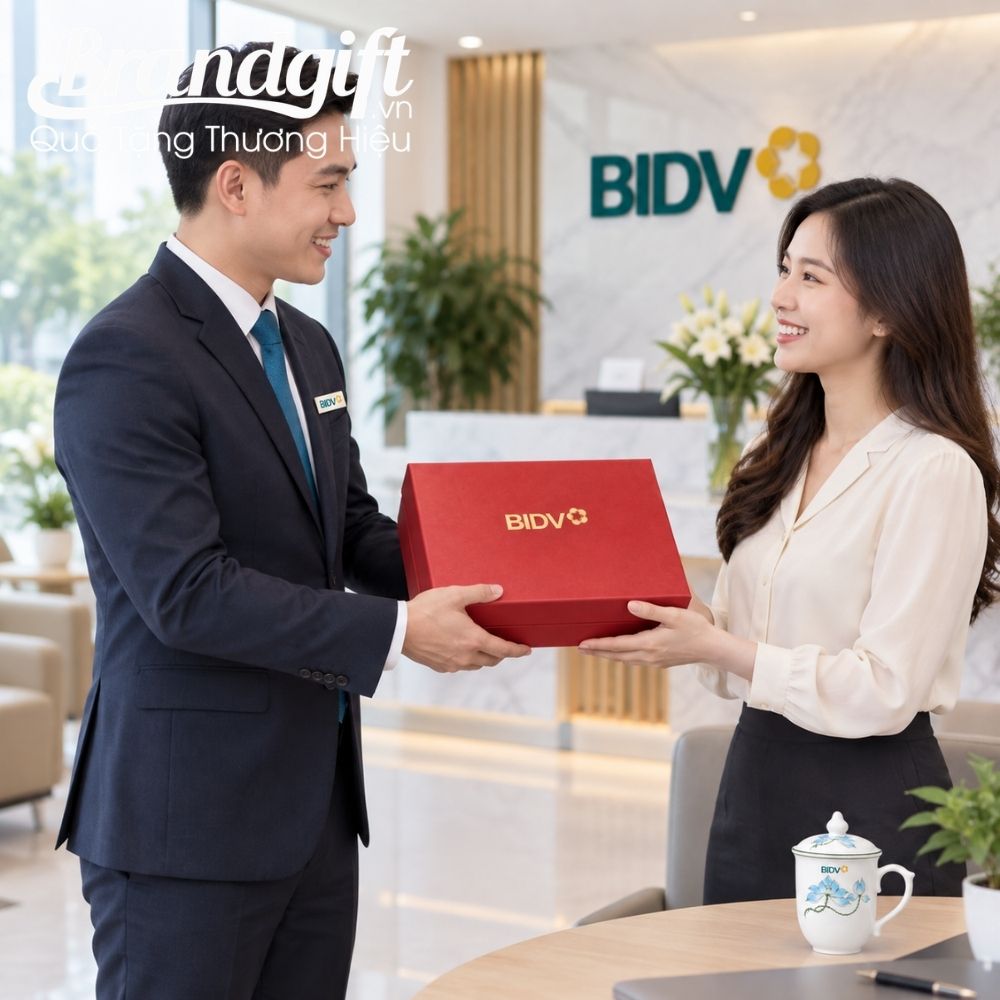 Set quà tặng túi vải và ly sứ