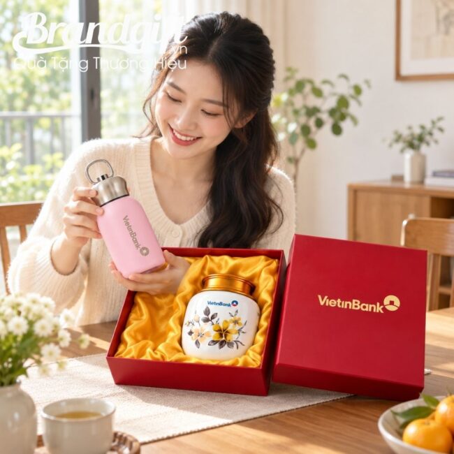 Set quà tặng bình giữ nhiệt và hũ đựng trà