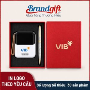 Bộ Giftset sạc dự phòng và bút ký vỏ kim loại
