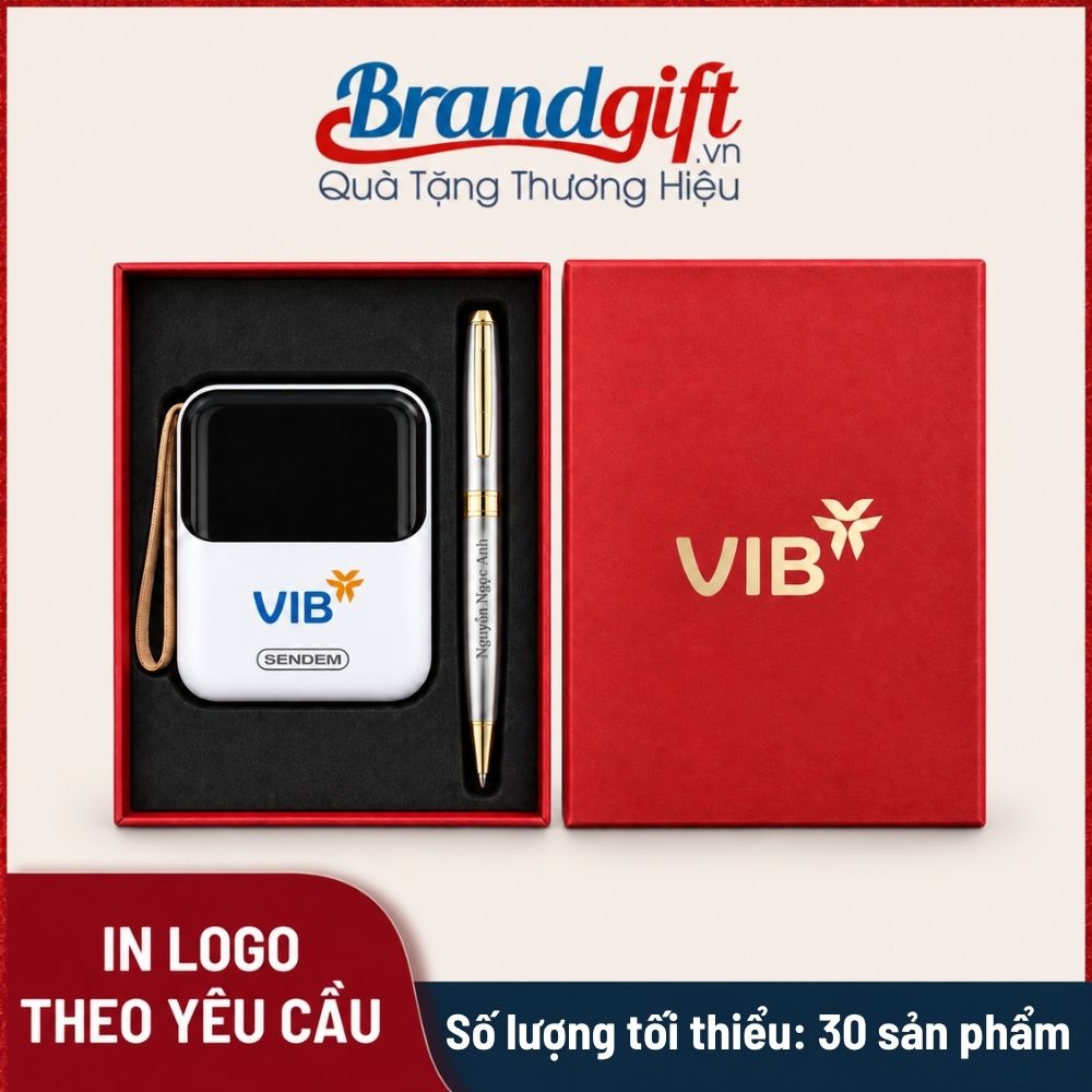 Bộ Giftset sạc dự phòng và bút ký vỏ kim loại
