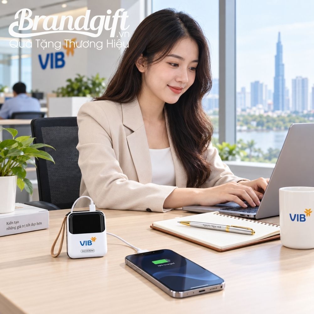 Bộ Giftset sạc dự phòng và bút ký vỏ kim loại