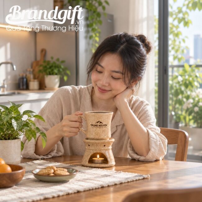 Bộ ly tách pha cà phê đốt nến men cát