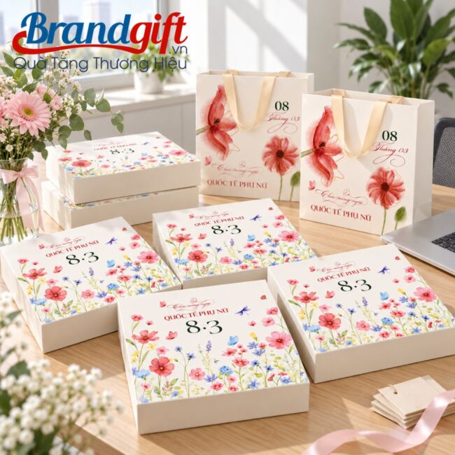 Set quà tặng 8/3 cốc giữ nhiệt và khăn gấp gấu