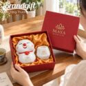 Bộ giftset quà tặng heo đất và cốc nến thơm in logo