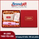 Combo quà tặng túi cói và ô dù gấp gọn in logo