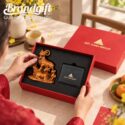 Combo quà tặng tượng dê và ví da đựng thẻ