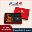 Combo quà tặng tượng dê và ví da đựng thẻ