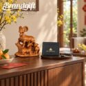 Combo quà tặng tượng dê và ví da đựng thẻ