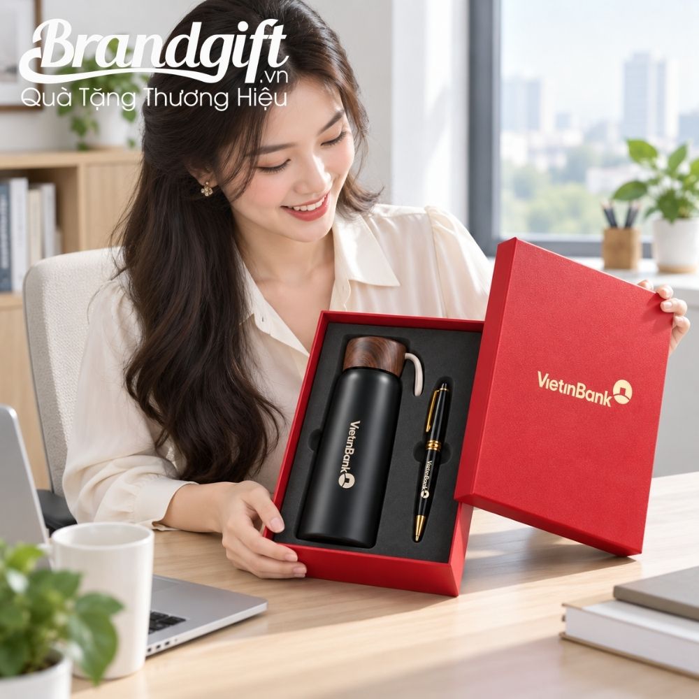 Combo quà tặng bình giữ nhiệt và bút ký
