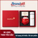 Bộ giftset quà tặng cốc sứ và bình giữ nhiệt in logo