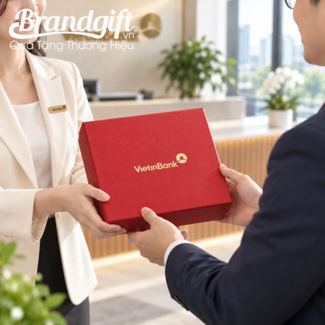 Bộ giftset quà tặng cốc sứ và bình giữ nhiệt in logo