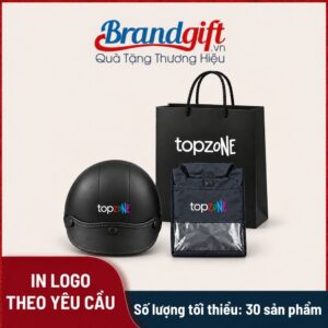 Set quà tặng áo mưa và mũ bảo hiểm in logo