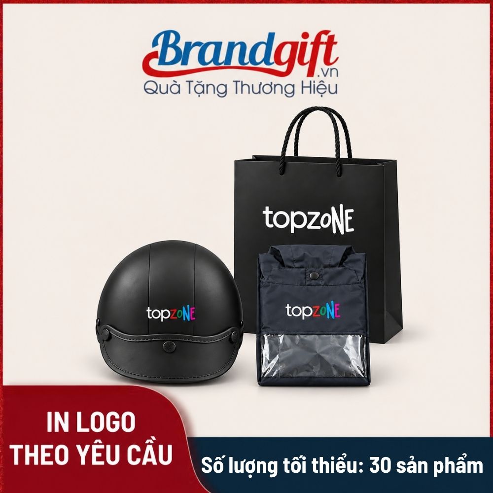 Set quà tặng áo mưa và mũ bảo hiểm in logo