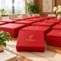 Bộ Giftset hũ đựng trà và ly sứ vẽ tay