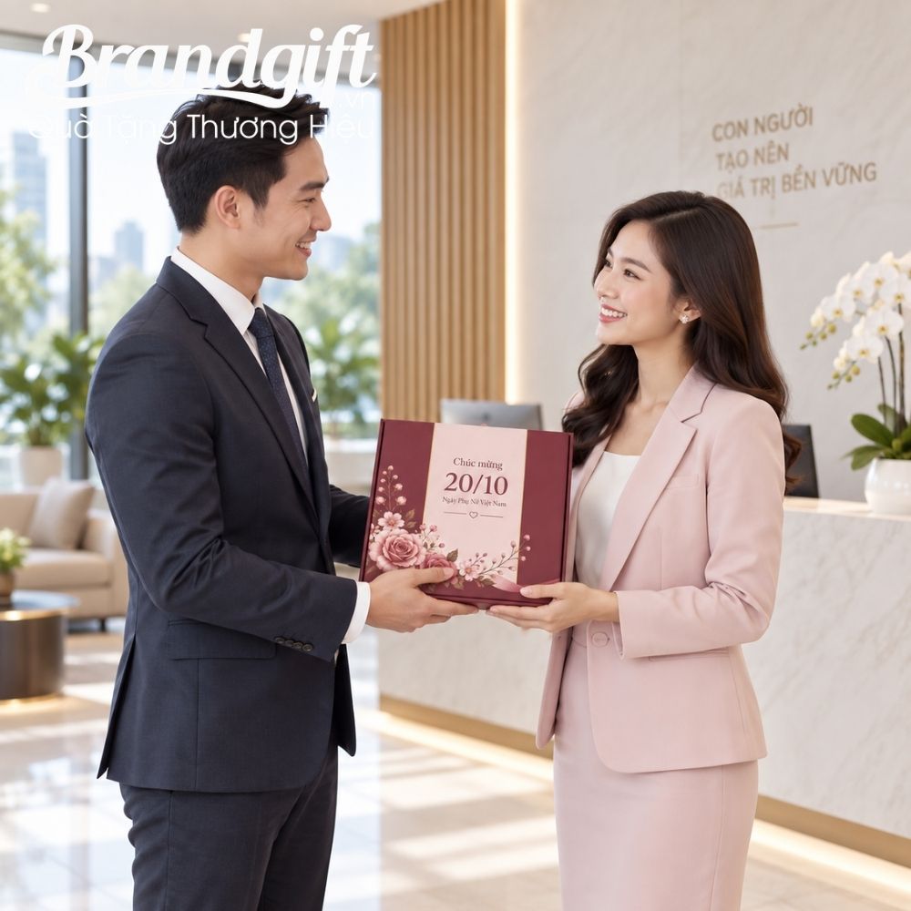 Bộ quà tặng 20/10 bình giữ nhiệt, ô cầm tay và sạc dự phòng